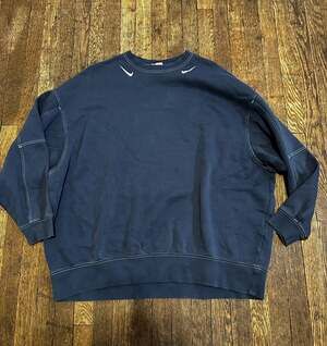 Nike Sportswear Womens Oversized Topstitch Fleece Crew Sweatshirt Navy DV7087-43